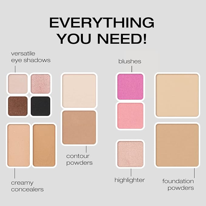 Woosh Beauty, Fold Out Face Original Makeup Palette, Travel, All in One, Neutral Cream & Powder (#2 Medium Light)