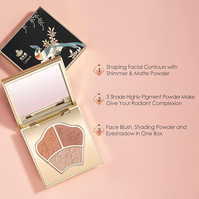 CATKIN Powder Blush Pink Nude Eyeshadow Palette Cheek Highlighter Makeup Palette (C02 Orange)