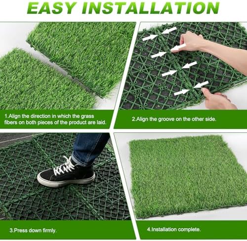 GOESWELL Interlocking Grass Tiles 12x12 Inch 16 Pack Drainage - Image 3