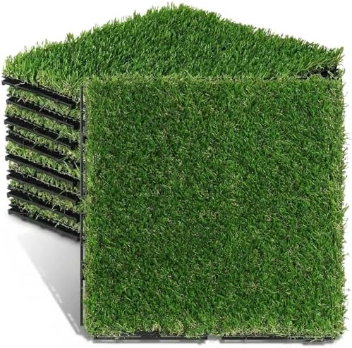 Windyun 72 Pack Artificial Grass Turf Interlocking Deck Tiles 12" x 12" Thick by Windyun