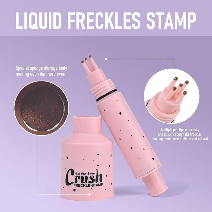 Freckles Stamp Pen, Resistant Faux Liquid Freckle Makeup, Waterproof Sweatproof Quick Dry Long Lasting, Natural Lifelike Sunkissed Matte Finish Fake Freckle Pen-DEEP