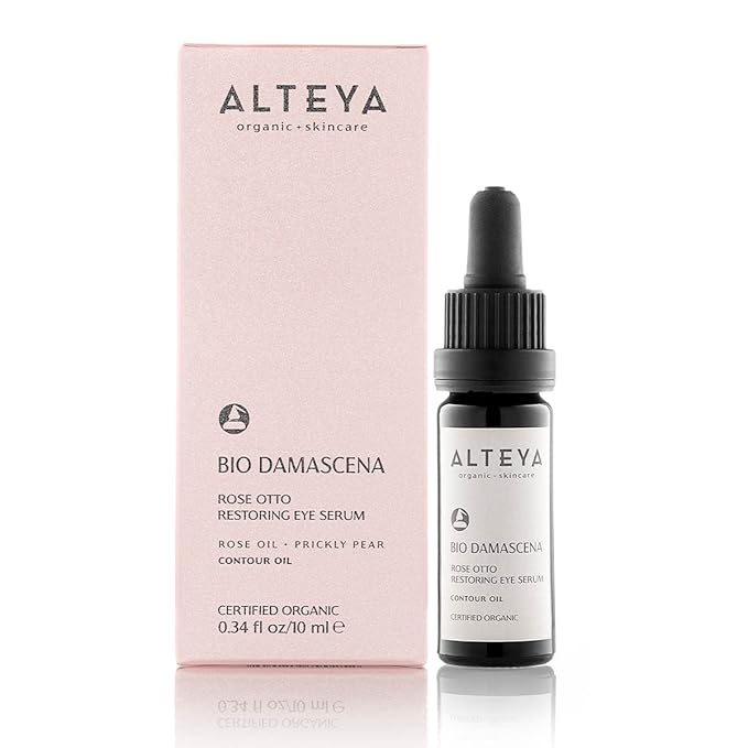 Alteya Organics Eye Serum USDA Certified Organic Skin Care 0.34 Fl Oz/10 mL Bio Damascena Award-Winning Eye Treatment With Organic Bulgarian Rose Oil Rejuvenating, Revitalizing and Clarifying