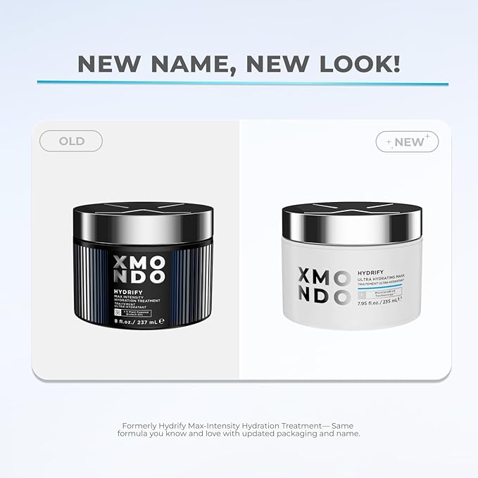 XMONDO Hydrify Ultra Hydrating Mask - Deep Conditioning Treatment for Dry, Damaged Hair, Intense Moisture with Hyaluronic Acid, Shea Butter, and Our Signature 6 Oil Blend 7.95 fl. oz.,