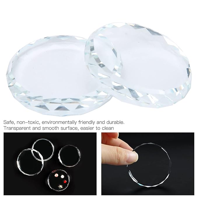 Nail Palette Board, Nail Art Palette,2PCS/set Nail Art Palettes Color Mixing Toning Glass False Eyelash Glue Hold Makeup Pallet for Acrylic Manicure