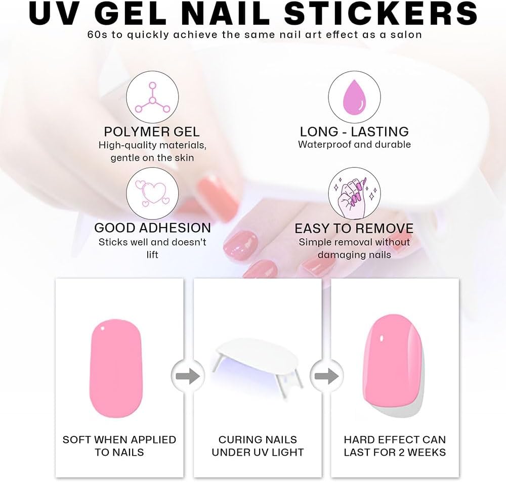 Semi Cured Gel Nail Strips with Gold and Black Designs Fall Gel nail stickers Sparkly Glossy Nail strips Salon Quality & Easy to Use 20 Pcs for Women