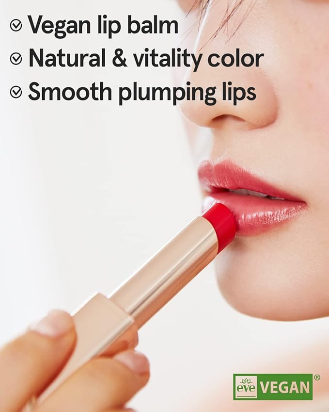 ATHÉ Authentic Lip Balm 14 RUDY, Korean Vegan Color Lip Blam, Long Lasting Buildable Glow Lip Balm without Stickiness, Cruelty-Free, Clean-Beauty, 0.11oz.