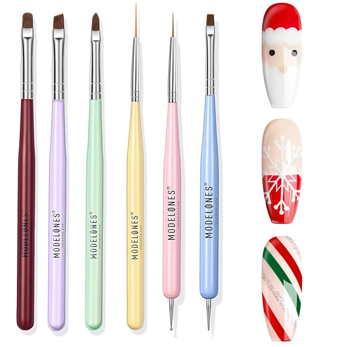 Modelones Nail Art Brushes Set, Nail Brush kit Gel Polish, Extension Gel, Liner, Carving, Apex Building, Dotting Pens Professional Tools for Drawing Painting 3D Design Salon & DIY Use