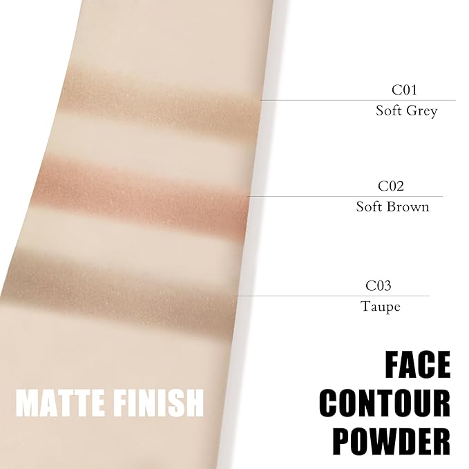 Contour Palette with Brush, Cream Contour Powder Palette Bronzer Powder Matte Bronzer Palette Cool Toned Contour Kit with Mirror for Face Sculpting Contour Makeup (#C02 Soft Brown)