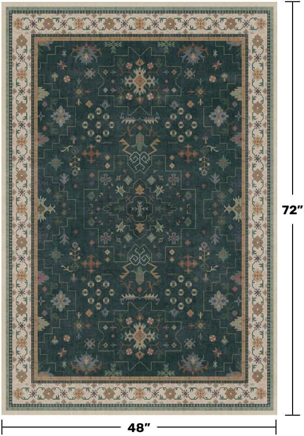 Hazo Haus Dark Green 4x6 Living Room Rug - Image 2
