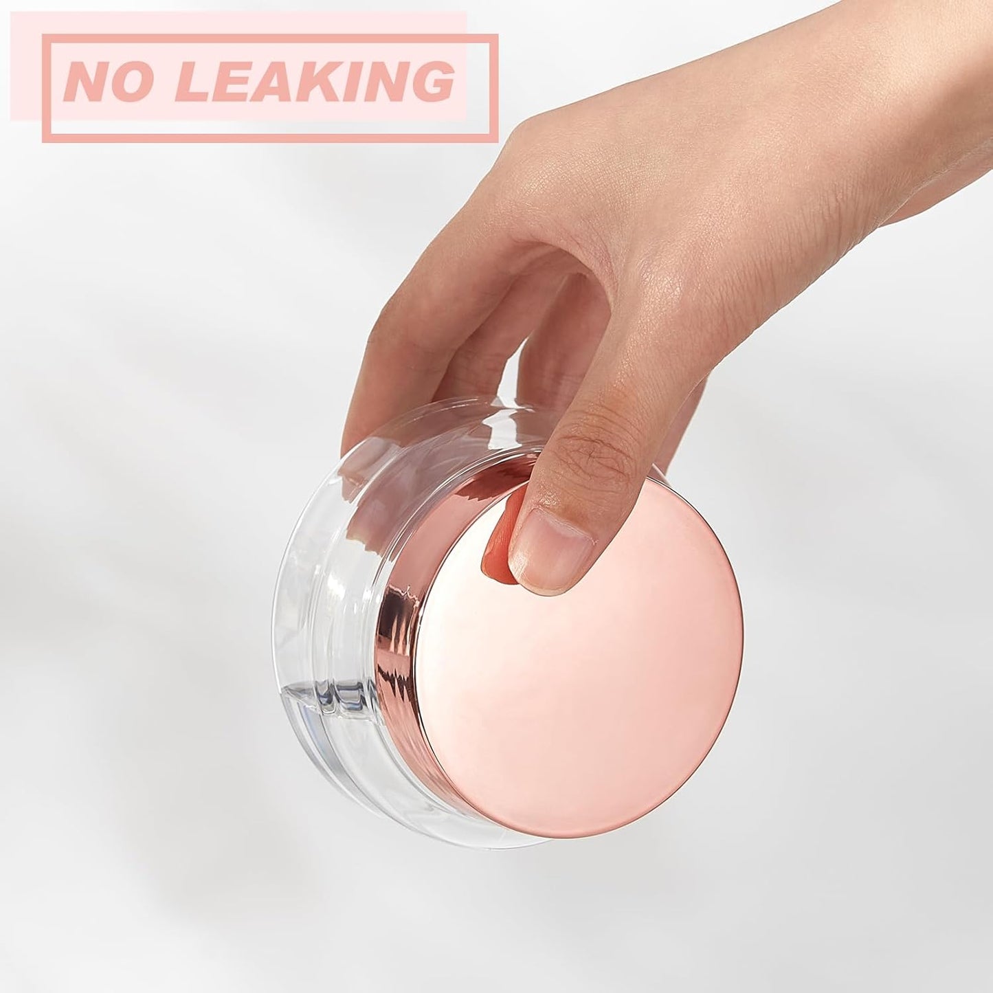 Tessco 24 Pack Plastic Jars with Lids Labels Empty Clear Plastic Jars Round Refillable Cosmetic Containers Body Butter Containers Bulk Sugar Scrub Bottle for Make Up(5 oz,Clear, Rose Gold)