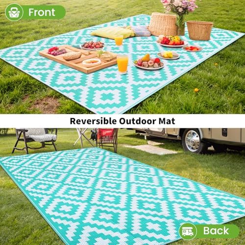 Smiry Outdoor Rug 9x18 ft Waterproof Reversible Boho Mat - Image 6