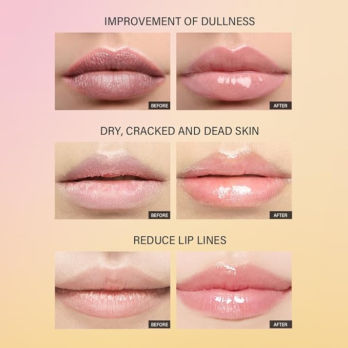 Peptide Lip Treatment Lip Care Gel - Moisturizing Lip Essence Absorption | Nourishing and Hydrating Dry Lips Butter, Organic Plant-Based Balm Lip Oil Essence Lip Gloss Lip Mask (03 Salted Carame)