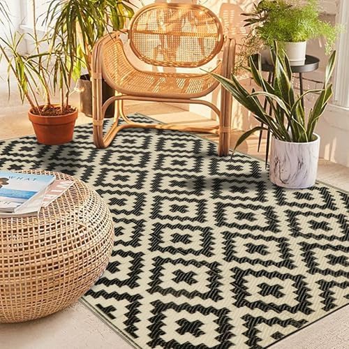 SAND MINE Reversible Mats, Plastic Straw Rug, Modern Area Rug, Large Floor Mat - Image 5