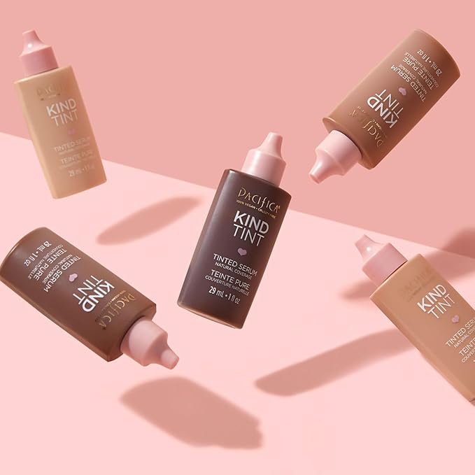 Pacifica Beauty Kind Tint Tinted Serum, Skincare, Vegan Collagen, Hyaluronic Acid, Vitamin C, Niacinamide, Caffeine, Hydrating, Lightweight Foundation, Natural Dewy Skin, Shade 04, 1 fl oz (1 Count)