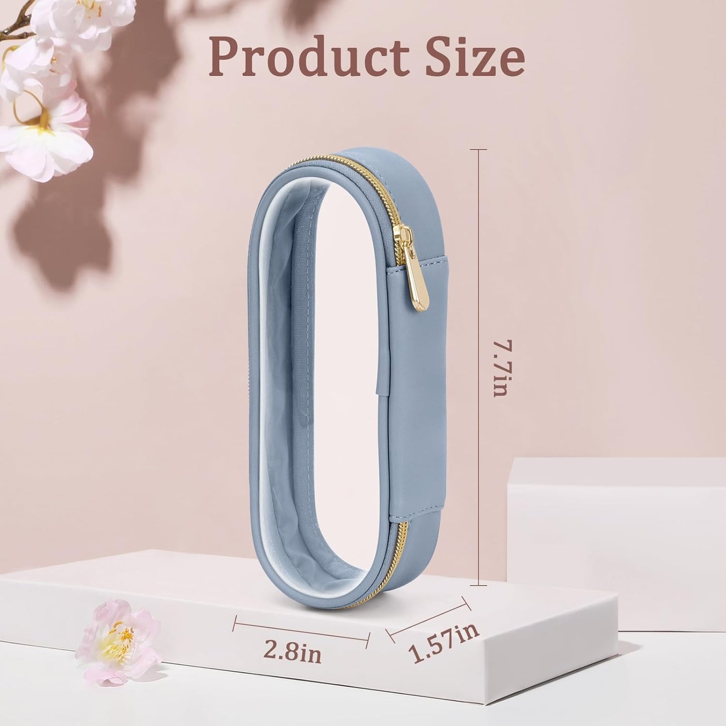 Clear Travel Makeup Brush Holder, Leather Makeup Brush Toiletry Bag, Portable Cosmetic Brush Case, Transparent Waterproof Makeup Brush Storage Bag, Blue