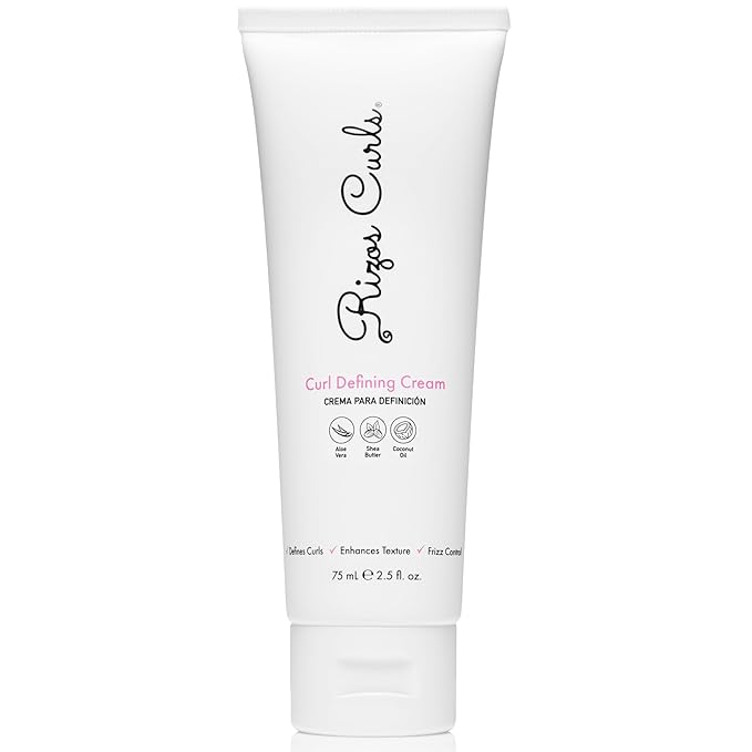 Rizos Curls Travel Curl Defining Cream, Enhance Waves, Curls & Coils, Soft Hold for Weightless Volume, Moisturizing for Frizz-Free Shine with Aloe Vera, Coconut Oil & Shea Butter, 2.5 oz