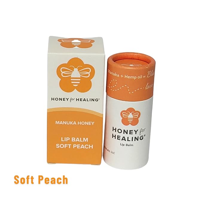 Lip Balm Moisturizer with Manuka Honey 15+ UMF, Coconut Oil, and Castor Oil For Chapped, Cracked, Dry Lips | Protects, Smoothes, and Nourishes your Lips | 0.25 oz / 7 gr. (Soft Peach)