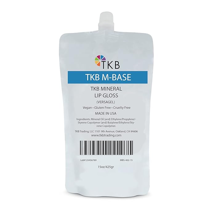 TKB Mineral Lip Gloss (M-Base) | Clear Versagel Base for DIY Lip Gloss, Made in USA (15 oz (425g))