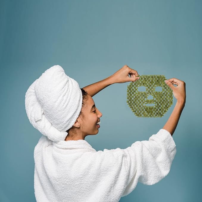 Jade Facial Mask,Natural Stone Jade Sleep Mask,Anti-Aging Jade Eye Mask Massage Tools for Puffy Eyes Dark Circles