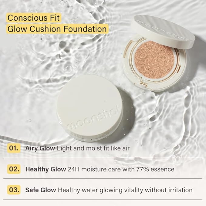 MOONSHOT KOREA Matte Fit Cushion Foundation Full Coverage Matte Finish, Breathable Makeup for Face, Long Lasting, Lightweight K-BEAUTY (23N Cosmic Beige, Matte Fit Cushion)