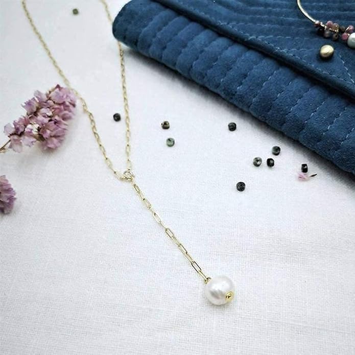 Long Pearl Necklace Pearl Lariat Y Necklace Chain Vintage Minimalist Necklace Jewelry for Women and Girls