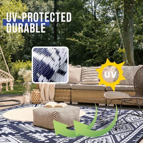 OLANLY Outdoor Rug 6x9 ft Waterproof Reversible Boho Mat - Image 4