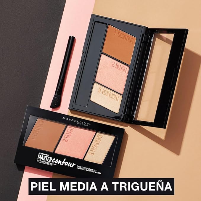 Maybelline Facestudio Master Contour Face Contouring Kit, Light to Medium, 1 Count