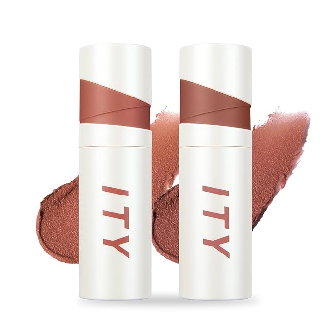 ITY Velvet Matte Finish Lip Stain-Mousse Textured Lip Clay, Conceals Lip Lines, Rich Pigment Lip Tint Lipsticks,2 Pack, 0.14 oz (4g) in Petal, Berrylicious