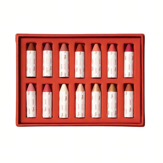 Axiology Multi Stick Crayons For Eyes, Lips, Cheeks Gift Set 14 Balmies - Creamy Buildable Lightweight Moisturizing Blush Face Sticks Contour & Highlighter All Day Wear Face Makeup (Super Fan Pack)