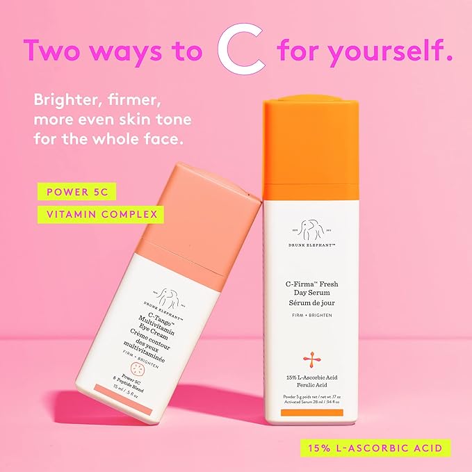 Drunk Elephant C-Tango Eye Cream with Vitamin C, Brightening & Restorative Under Eye Moisturizer (15mL/0.5 Fl Oz)