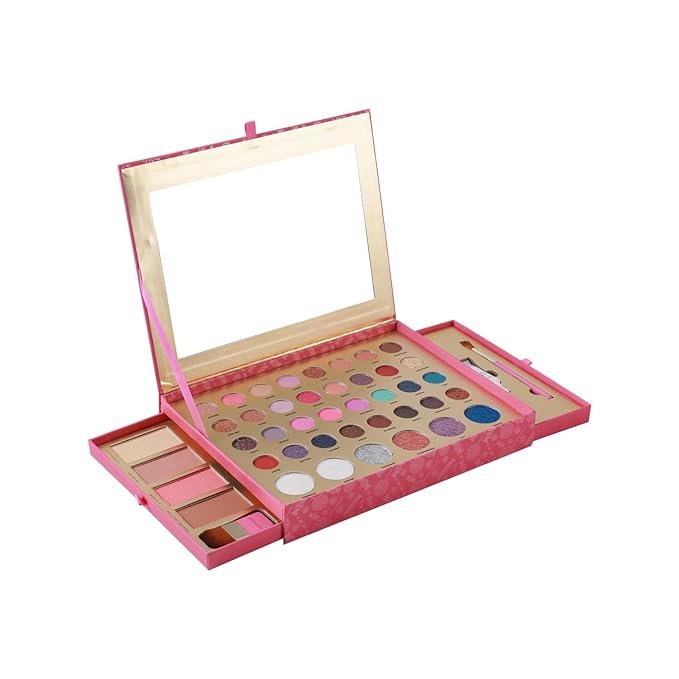Profusion Cosmetics Sweet Holiday Festive Glam 46 Piece Eye and Face Essentials for Holiday Sparkle, Ultimate Holiday Glam Set With Highlighter, Blush, Contour, and More