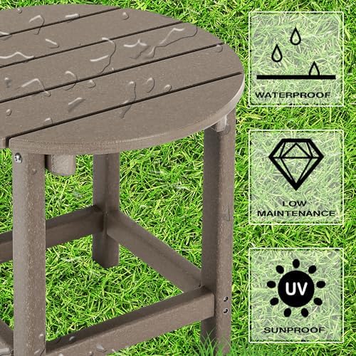 LZRS Round Adirondack Patio Side Table End Table, Outdoor Side Tables - Image 4