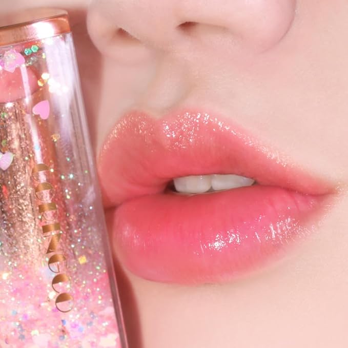 Sparkle Cute Lip Balm, Rose Red, Glittery, Moisturizing, Crayon