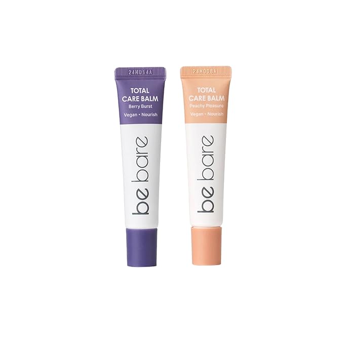 Total Care Balm Dual Pack - Berry Burst and Peachy Pleasure Nourishing Multi-Balm with Vitamin E for Moisturizing Lips, Nails, Elbows and Dry Skin (2 pc)
