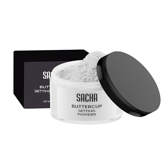 Sacha BUTTERCUP No Color Setting Powder Makeup 1.75 Oz. Translucent Setting Powder for Oily Skin Finishing Powder Loose Powder Makeup Blurring Powder Blurs Fine Lines and Pores For All Skin Tones