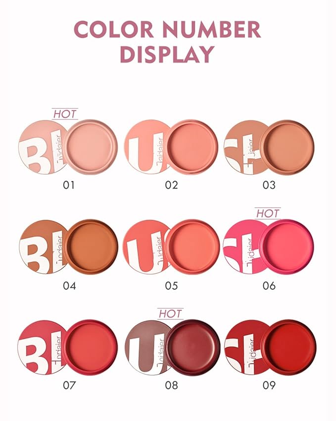 MAEPEOR Cream Blush 9 Color Smooth High-Pigmented Buildable Face Blush Long-Lasting Natural Look Face Blush for Cheeks (Color 06)