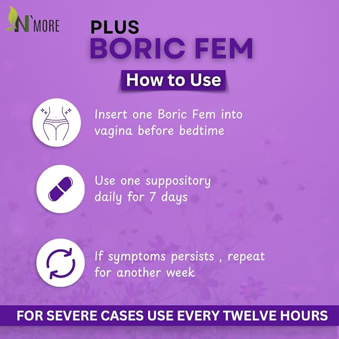 Boric Acid Vaginal Suppositories Plus Aloe Vera & FOS Probiotic Enhancer 800mg/, 30 Count All Natural Made in USA