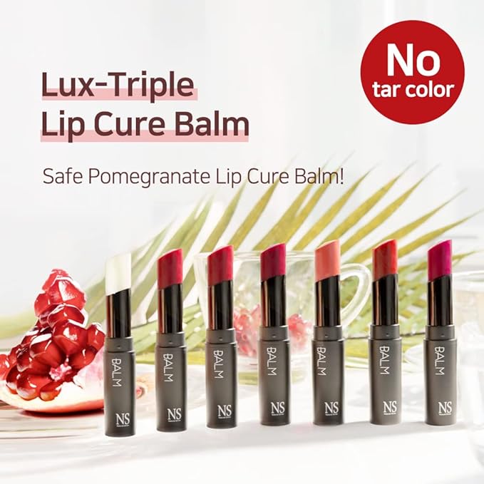NATURAL SHINE Lux Triple Lip CURE Balm HERA (Pink Red) | Chapstick Hydration and Exfoliator | Overnight Lip Treatment Care Deep Nourishing for Dry Cracked Chapped Lips (0.17oz)