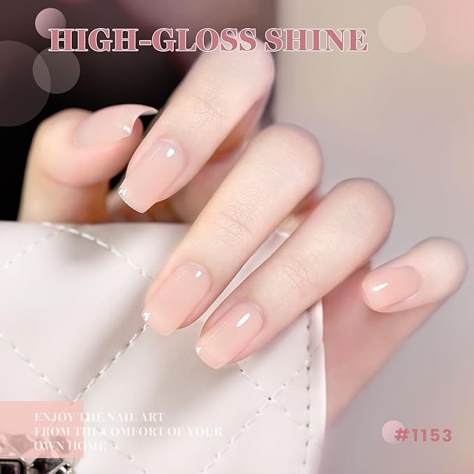 RARJSM Nude Fiber Glass Rubber Base Gel Nail Polish Set 6pcs for Repair Broken Nails Clear Milky White Jelly Rose Pink Strengthener Base Coat Transparent Brush on Building Gel in a Bottle 7.5ml