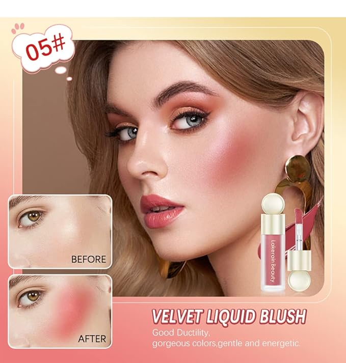 MEICOLY Matte Dewy Liquid Blush,Super Natural Cream Blush Stick for Cheeks,Silky Smooth Soft Pinch Long-Lasting Waterproof and Sweat proof Blush Makeup,Cruelty-Free,05,Grateful,Wine Red