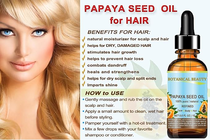 PAPAYA SEED OIL. 100% Pure / Natural / Undiluted /Refined Cold Pressed Carrier Oil. 0.5 Fl.oz.- 15 ml. For Skin, Hair And Lip Care.