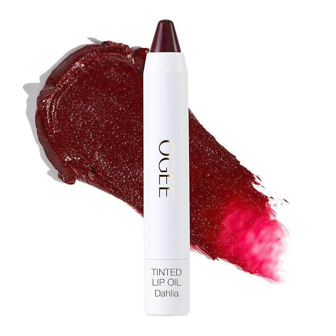 Ogee Tinted Sculpted Lip Oil - Lip Stain Made with 100% Organic Coconut Oil, Jojoba Oil, and Vitamin E - Best as Lip Balm, Lip Color or Lip Treatment - DAHLIA