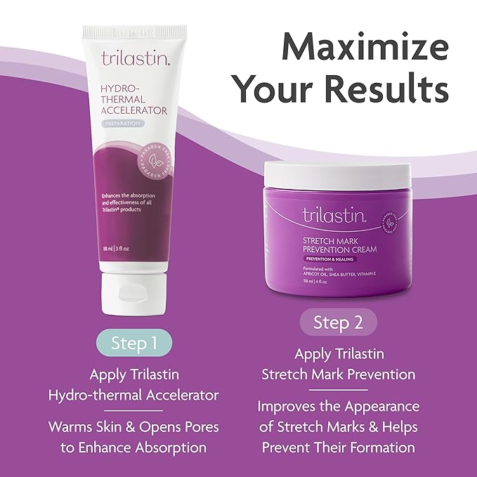 TriLASTIN Maternity Stretch Mark Cream for Pregnancy - 4 fl oz - Paraben-Free & Hypoallergenic - Prevents Stretch Marks & Improves Elasticity - Shea Butter & Belly Cream for Pregnant Women