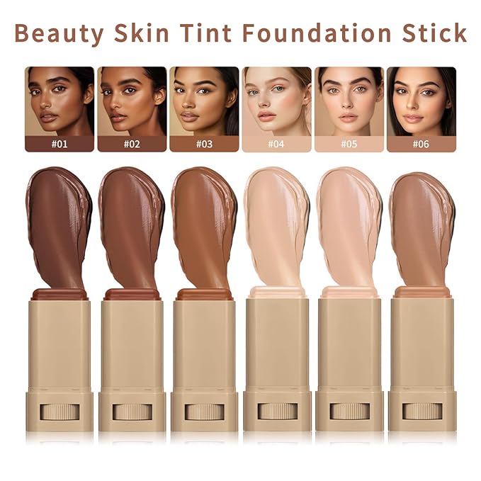 Foundation Stick - Skin Tint & Contour Stick, Serum-Boosted Beauty Balm, Buildable Coverage, Natural Finish, Long-Lasting Wear, For Many Skin Tones (02#)