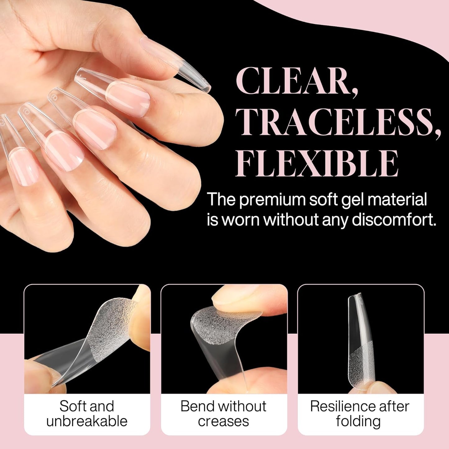 Long Coffin Nails Tips Half Matte 504pcs Long Coffin Nails Full Cover False Fake Press On Nails Easily DIY Art Salon Nail Extensions, 12 Sizes Luckyfairy