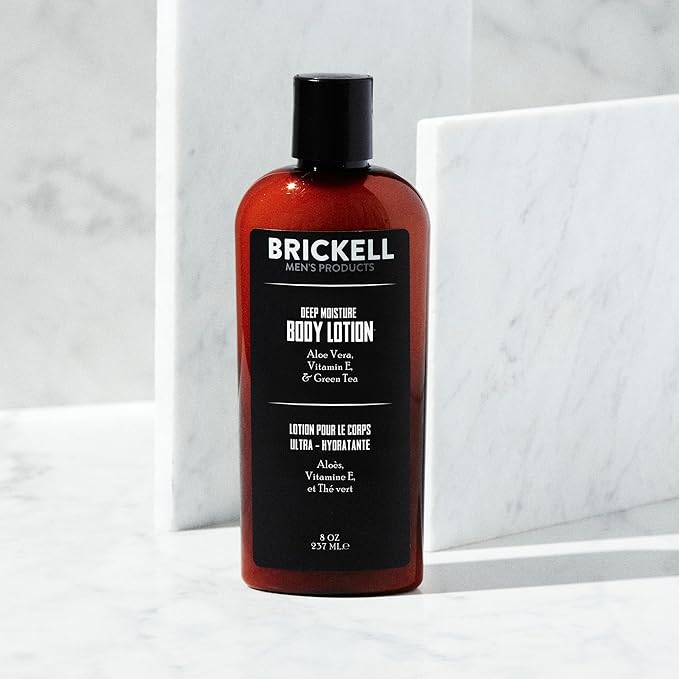 Brickell Men's Deep Moisture Body Lotion for Men, Natural and Organic Protects and Hydrates Dry Skin, 8 Ounce, Scented