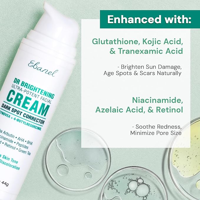Ebanel Dark Spot Remover for Face & Body, Skin Brightening Cream with Synovea, Alpha Arbutin, Niacinamide, Kojic Acid, Dark Spot Corrector for Hyperpigmentation, Discoloration, Melasma, and Age Spots