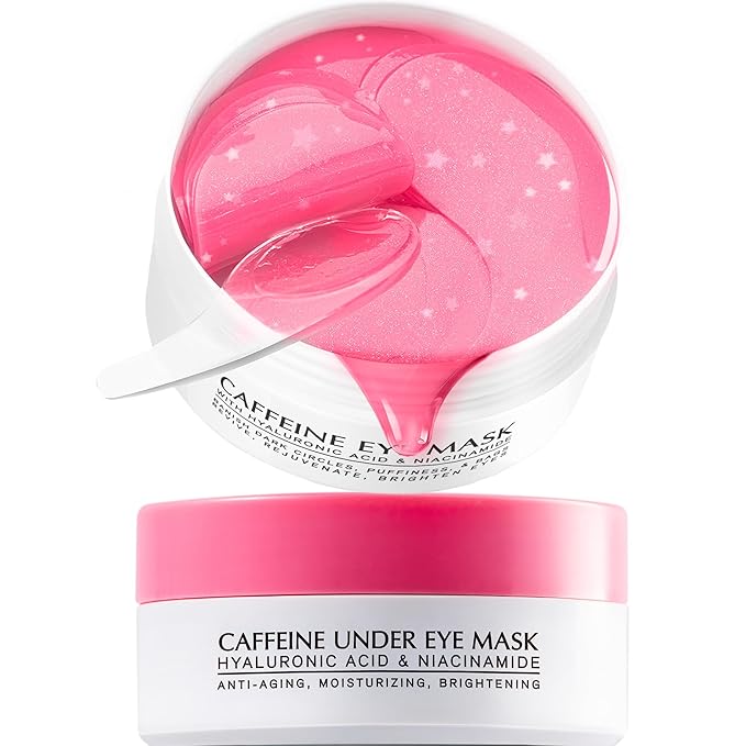Under Eye Patches for Dark Circles: Caffeine Gel Masks for Puffiness Undereye Bags Wrinkles - Instant Brightening Moisturizing Skin Treatment Pads - Gift for Mom Traveler Night Worker, 30 Pairs (Pink)