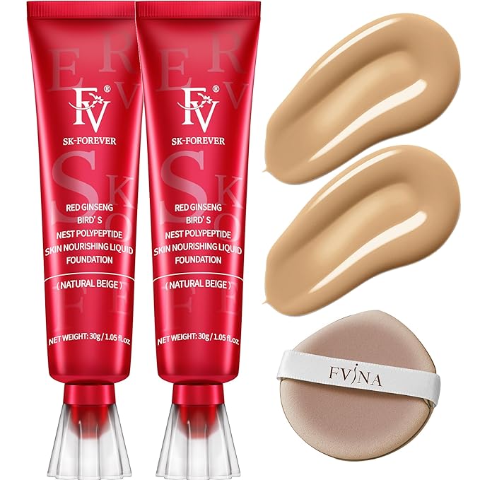 FV Waterproof Foundation, Lightweight & Medium Coverage Foundation with Matte Finish, Oil Control Long Lasting Liquid Foundation Makeup for Oily Normal Skin (Natural Beige)