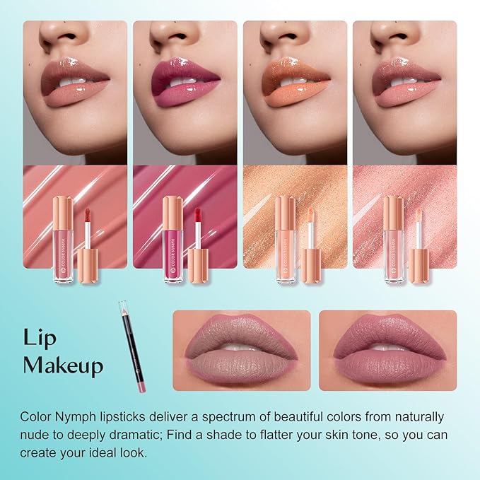 Color Nymph All In One Makeup Kit Comestics Gifts for Girls Teens, Travel Makeup Set 4 Trays Train Case for Beginner Includes Eyeshadow Highlighter Lipgloss Blush Concealer Brush Eyeliner Lipbalm